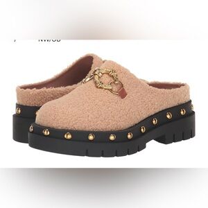 Circus by Sam Edelman Tan Sherpa Mule with Gold Chain size 8.5
